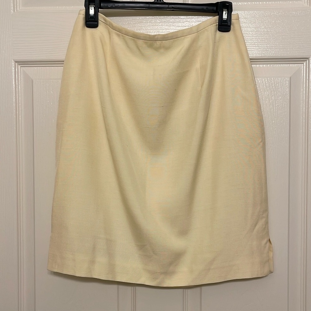 Vintage Silk Skirt Blazer Suit Set Valerie Stevens Pale Yellow